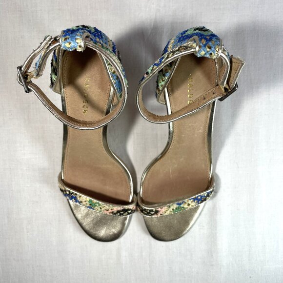 Halogen Audrey Sandals Multi Color 3" High Heels Leather Gold Metallic Size 6.5M - Picture 3 of 10